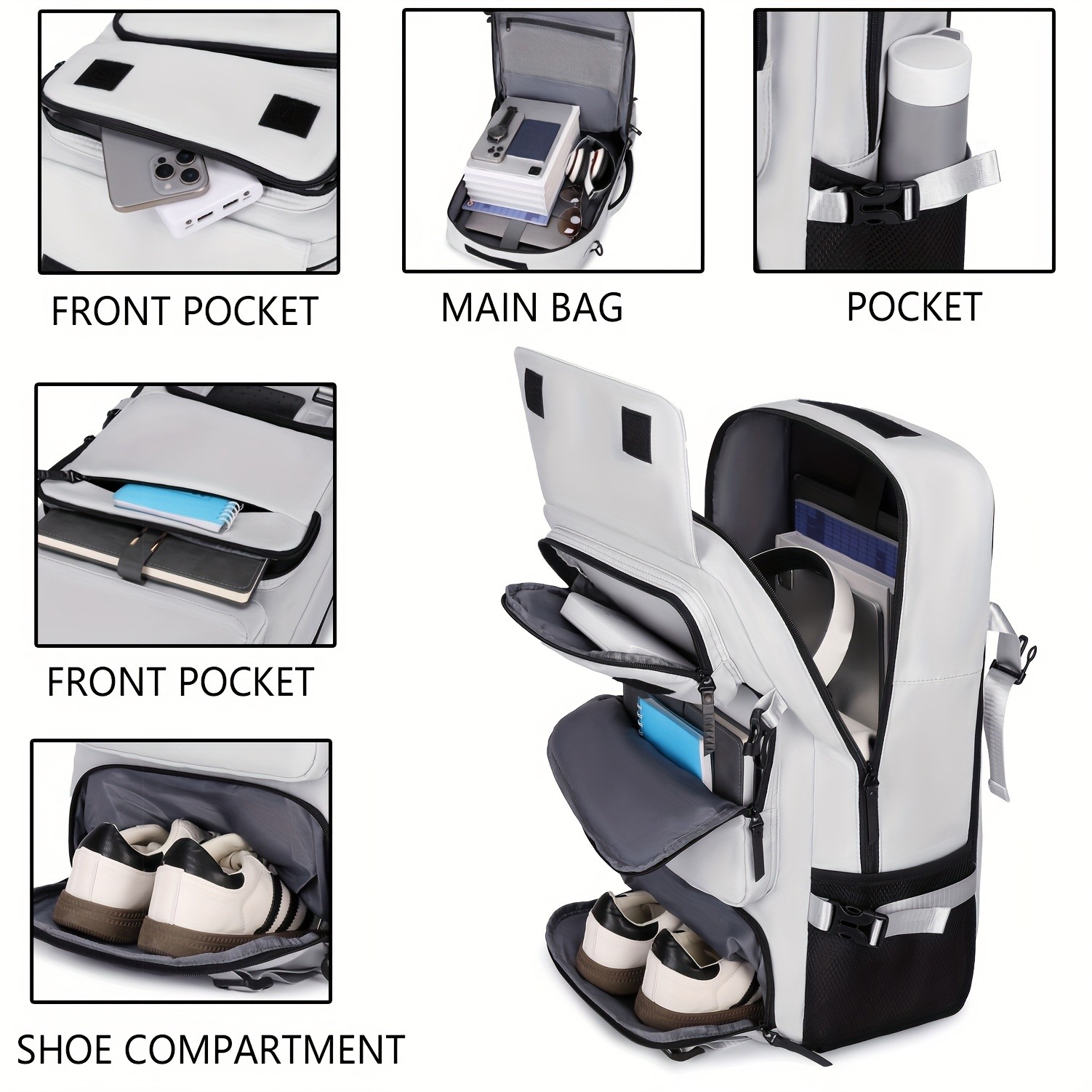 ENOSHI Mens Large Travel Backpack  Convertible Shoulder Bag with Shoe Compartment & Laptop Storage