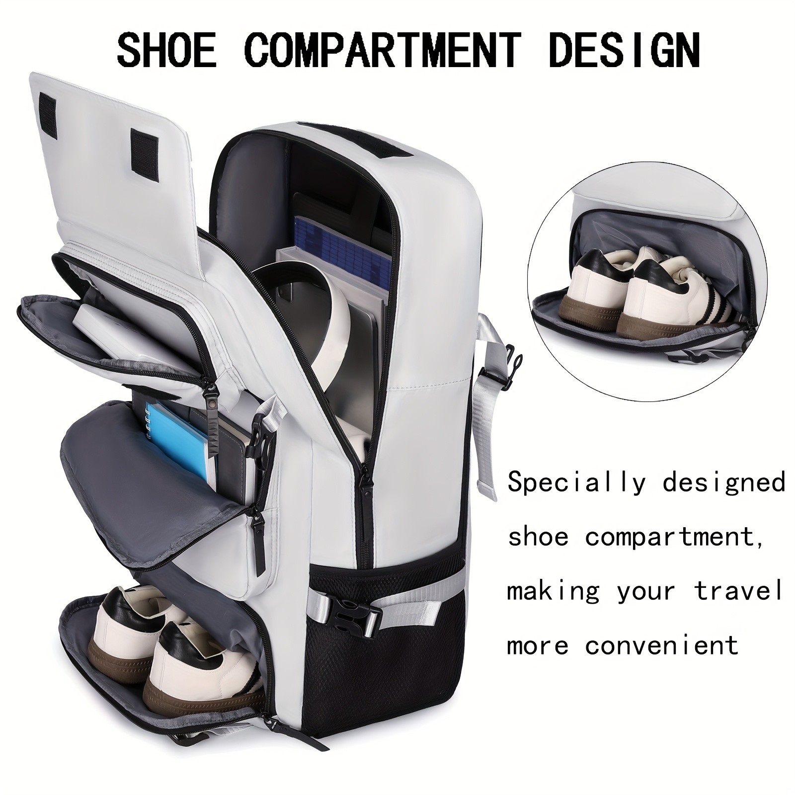 ENOSHI Mens Large Travel Backpack  Convertible Shoulder Bag with Shoe Compartment & Laptop Storage