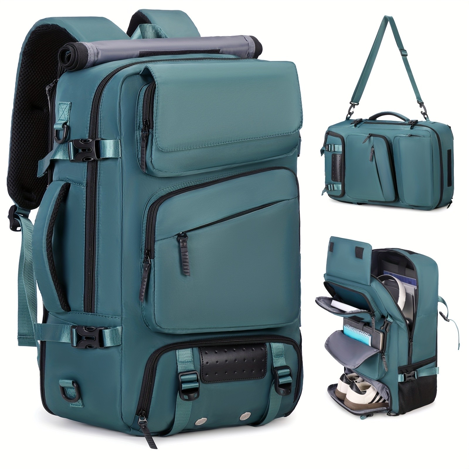 ENOSHI Mens Large Travel Backpack  Convertible Shoulder Bag with Shoe Compartment & Laptop Storage