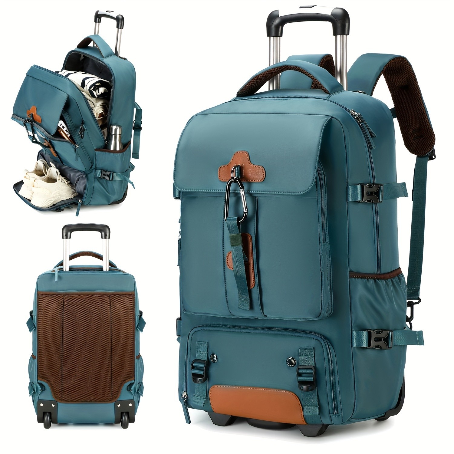 ENOSHI Travel Rolling Backpack Heavy-Duty Wheeled Laptop Bag for Business, School & Travel (Fits 17-inch Laptop)