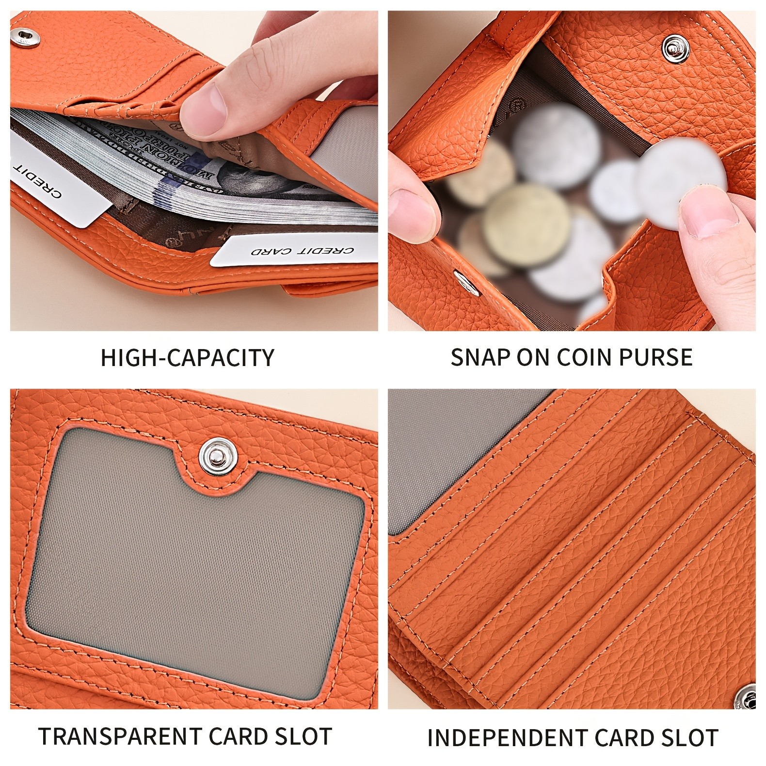 BANYANU Womens Genuine Leather Mini Wallet Set  Vintage 6-Card Holder + Coin Purse with Snap Closure