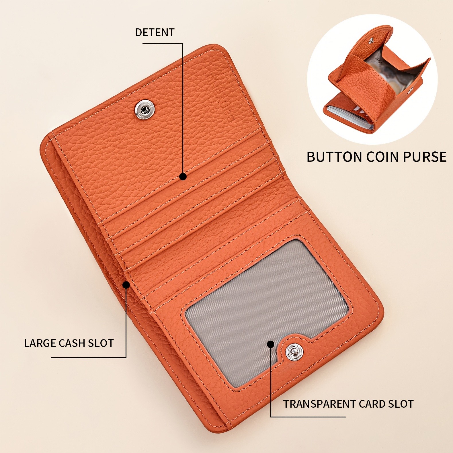 BANYANU Womens Genuine Leather Mini Wallet Set  Vintage 6-Card Holder + Coin Purse with Snap Closure