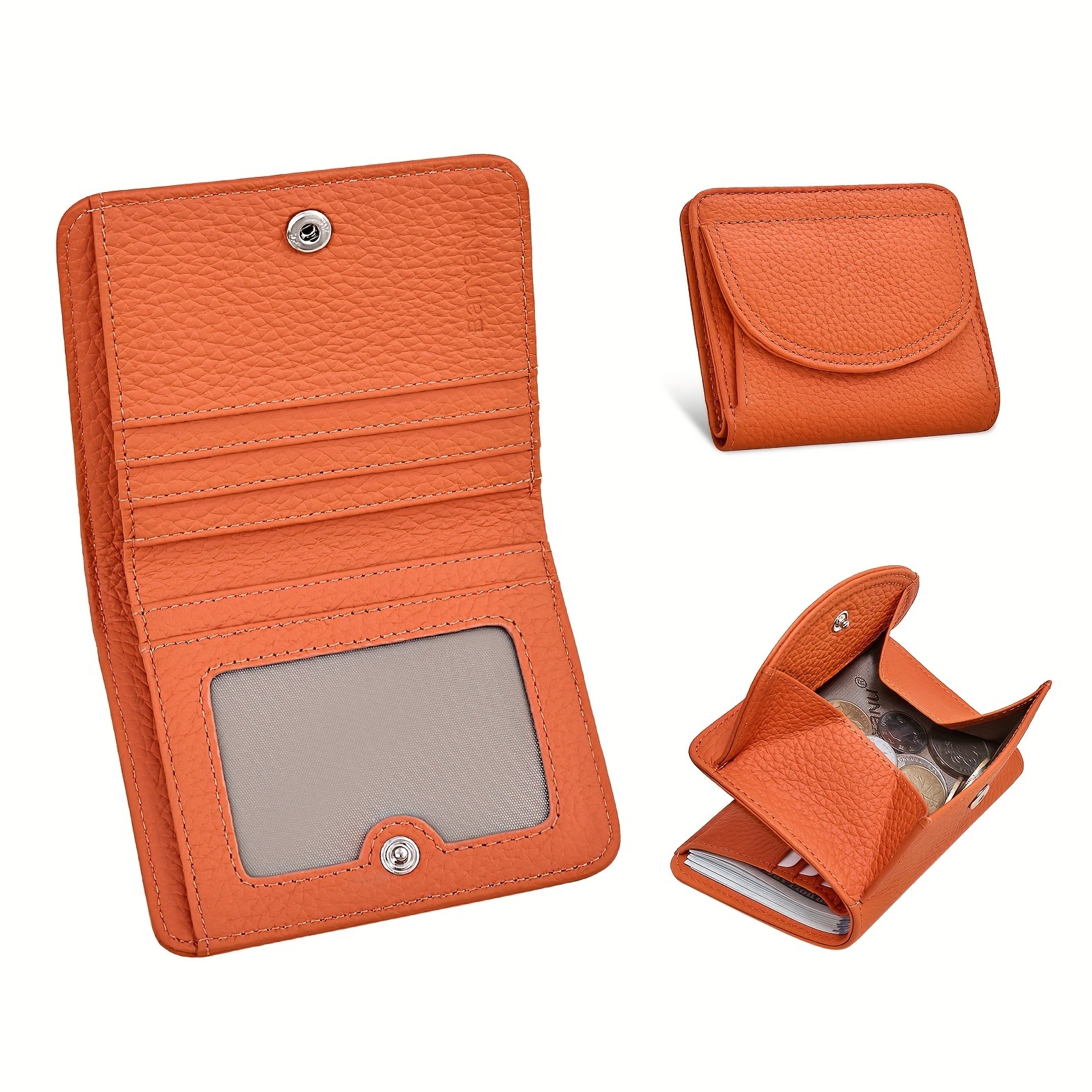 BANYANU Womens Genuine Leather Mini Wallet Set  Vintage 6-Card Holder + Coin Purse with Snap Closure