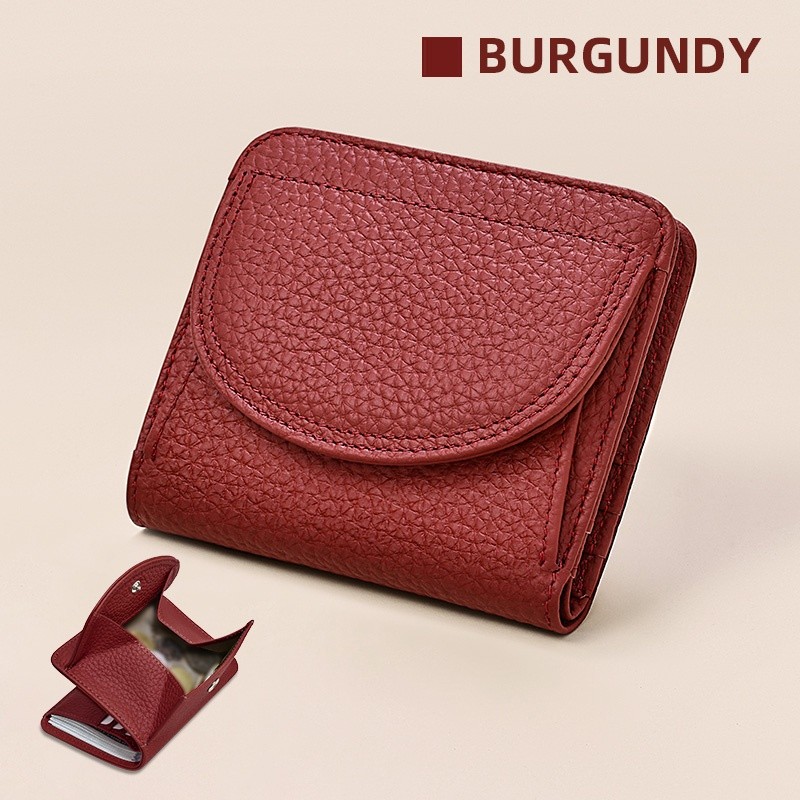 BANYANU Womens Genuine Leather Mini Wallet Set  Vintage 6-Card Holder + Coin Purse with Snap Closure