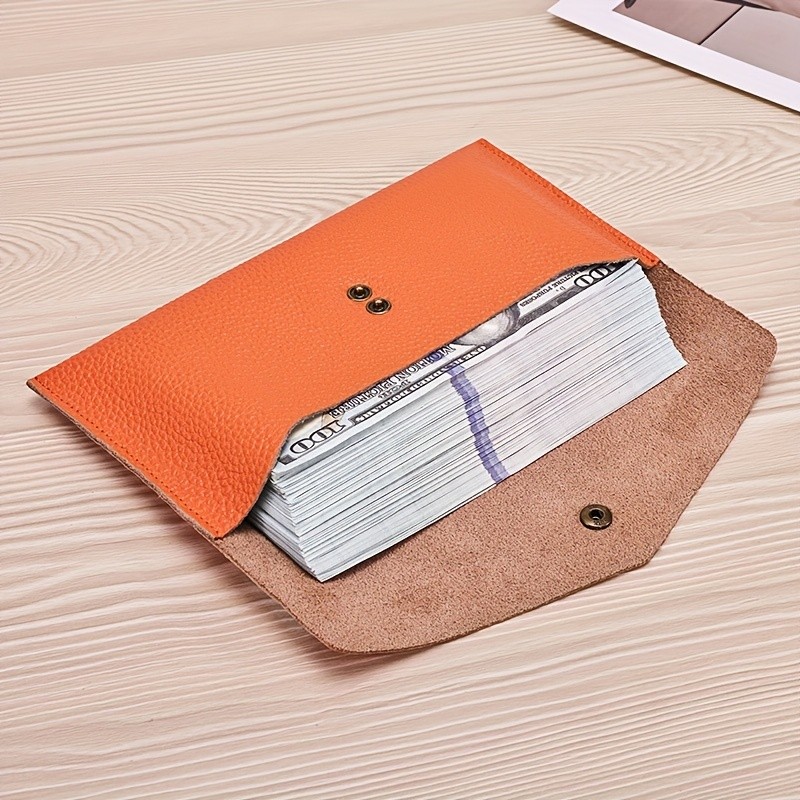 BANYANU Womens Luxury Genuine Leather Wallet  Large-Capacity Envelope Purse with Rivet Details