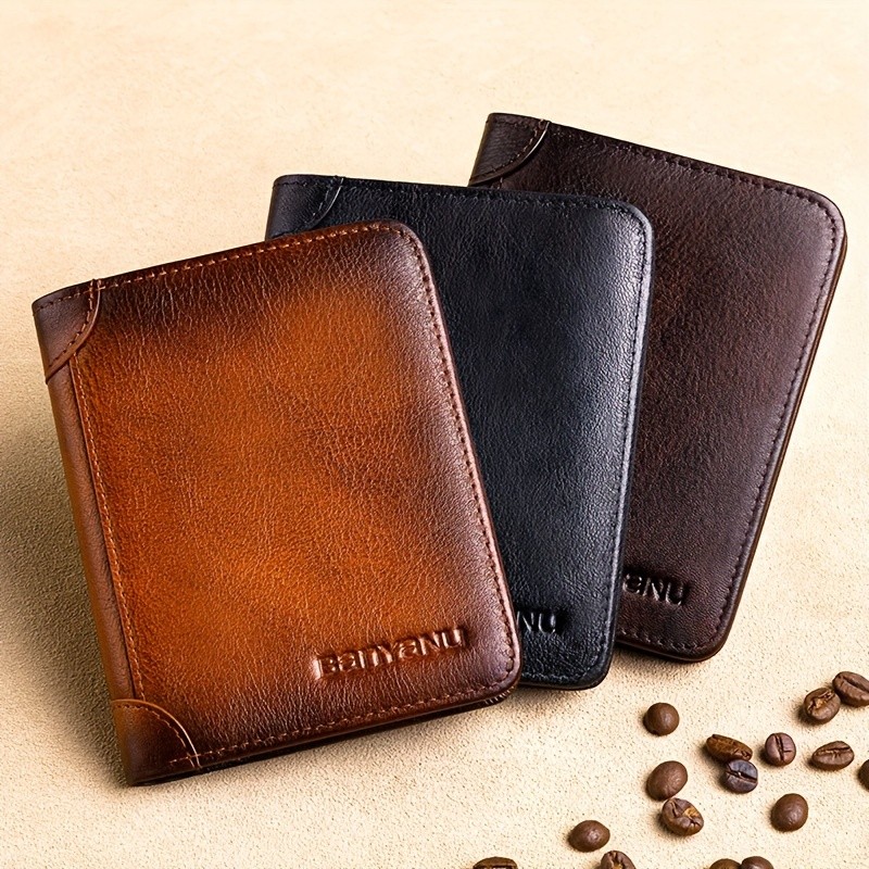 BANYANU Vintage Leather Bifold Wallet Slim Head-Layer Leather Wallet with Large Capacity & Timeless Style