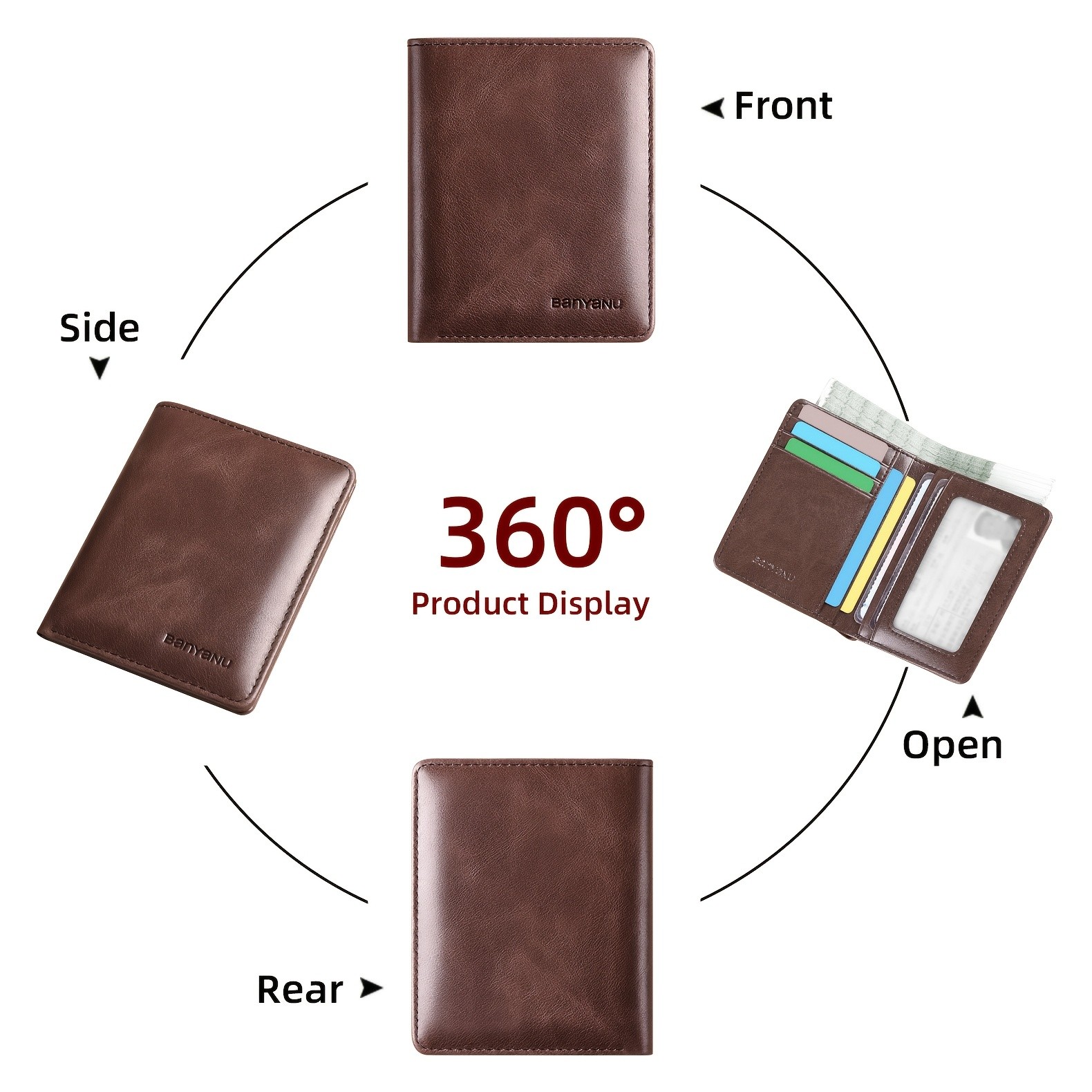 BANYANU Vintage Genuine Leather Mens Wallet Slim Top-Layer Cowhide with Multi-Card Holder & Secure Snap Closure