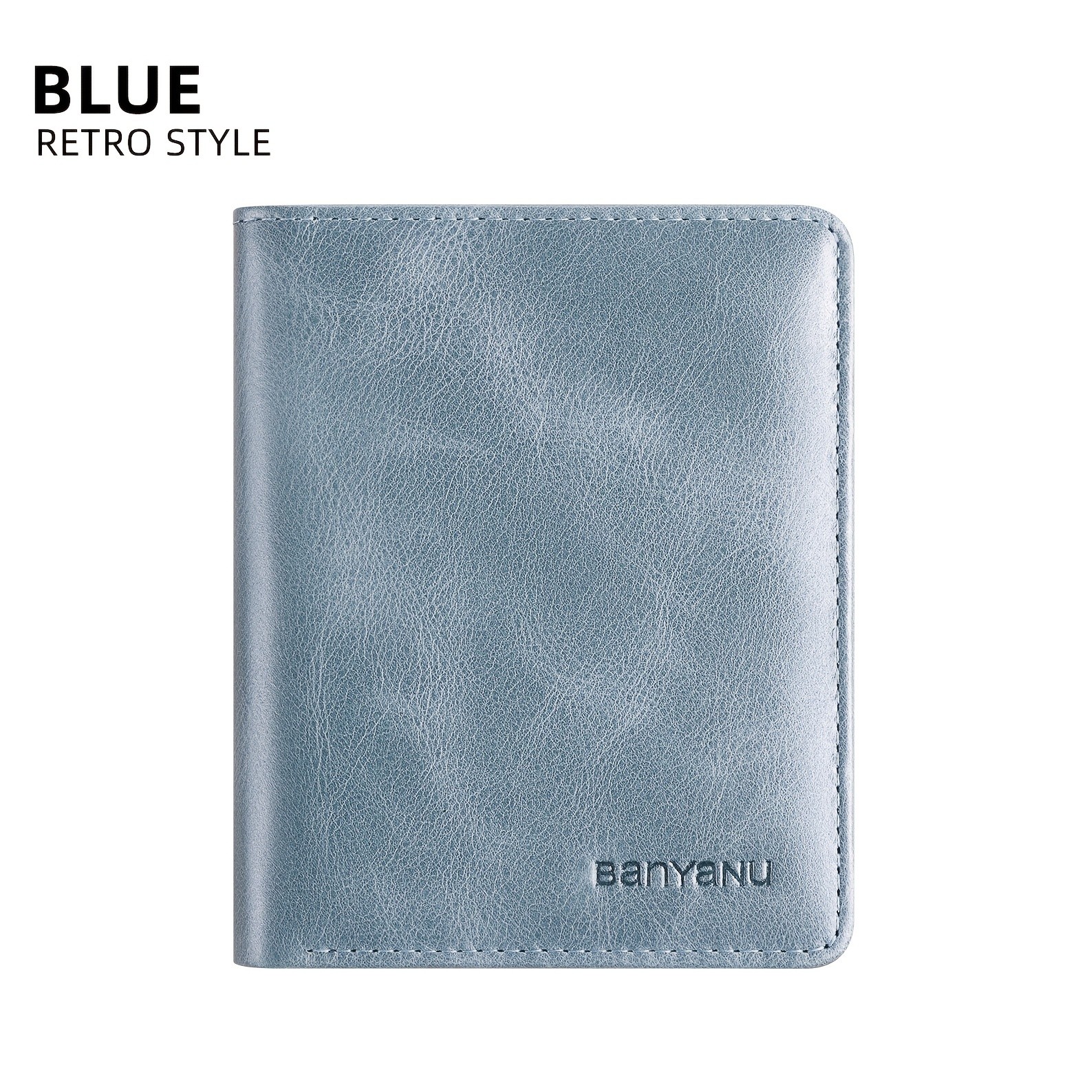 BANYANU Vintage Genuine Leather Mens Wallet Slim Top-Layer Cowhide with Multi-Card Holder & Secure Snap Closure