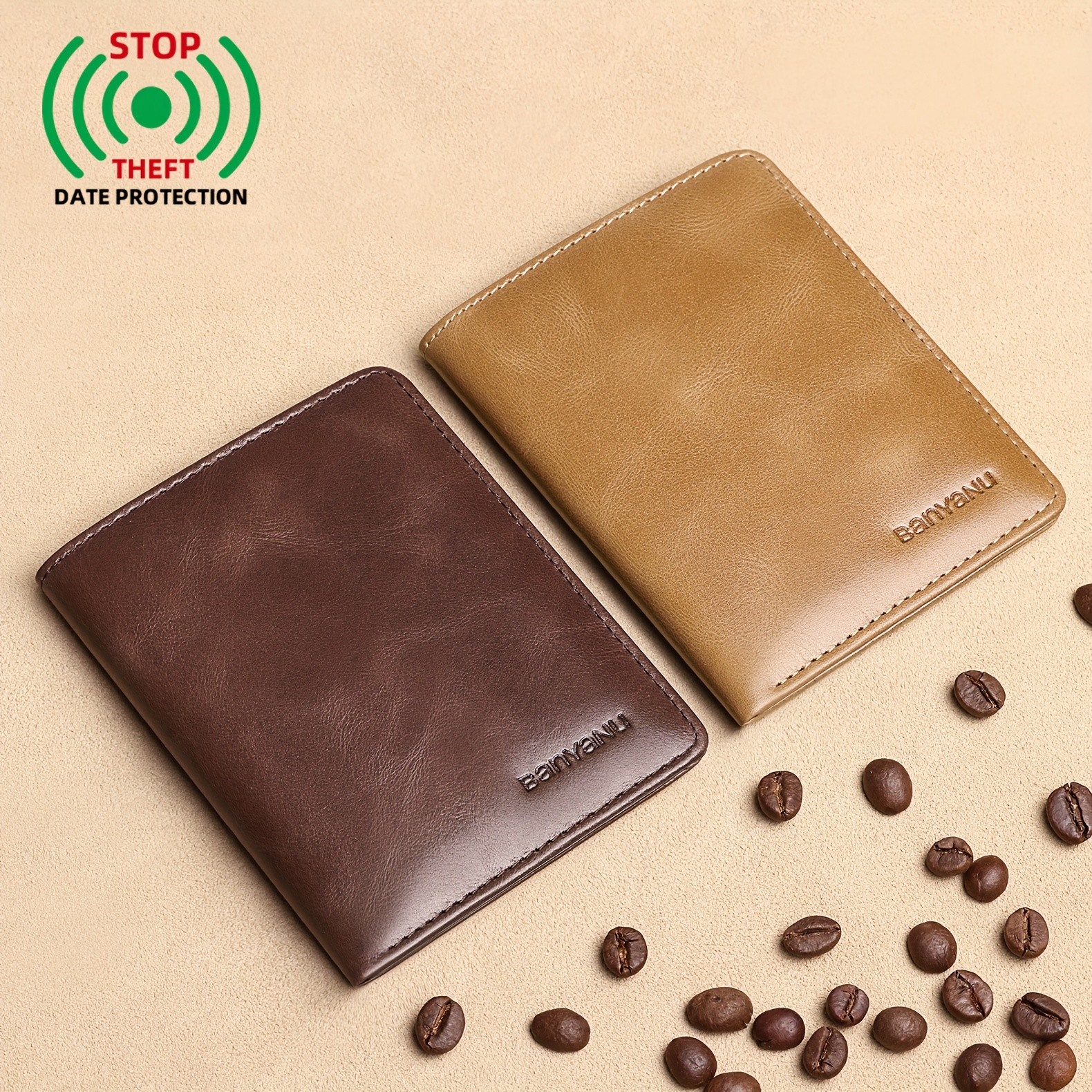 BANYANU Vintage Genuine Leather Mens Wallet Slim Top-Layer Cowhide with Multi-Card Holder & Secure Snap Closure