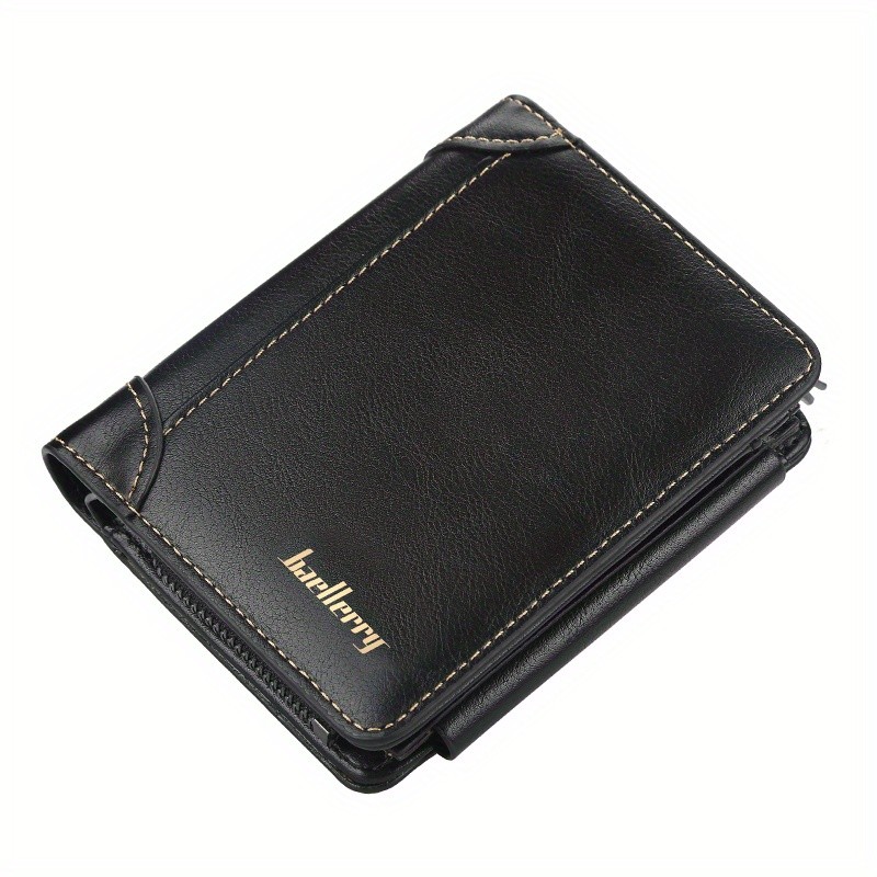 BAELLERRY Mens 13-Card Vintage Tri-Fold Buckle Wallet  Faux Leather with Zipper Coin Purse