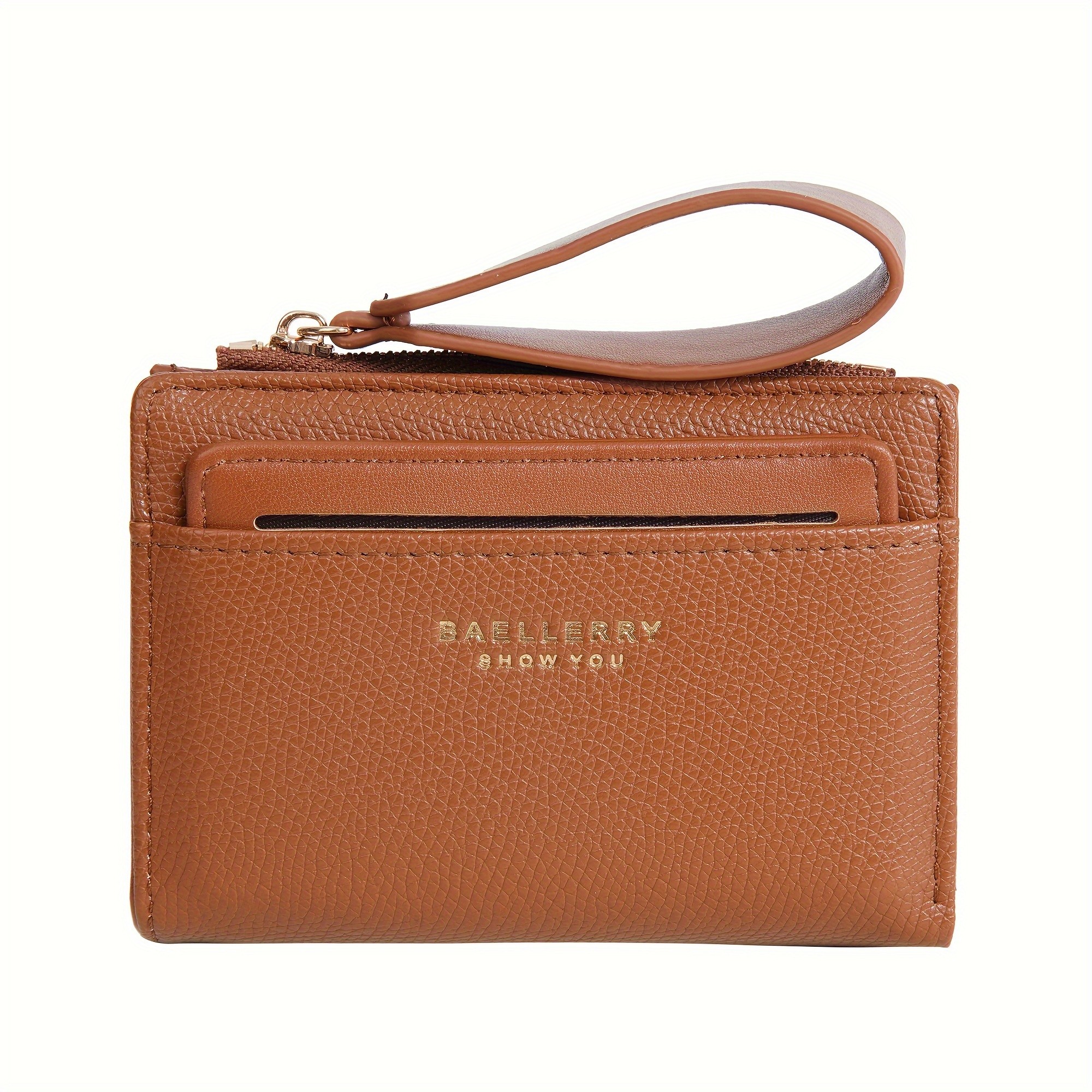 BAELLERRY Womens Simple Small Wallet  Solid-Color Short Bi-Fold Wallet with Credit Card Slots & Zipper Coin Purse