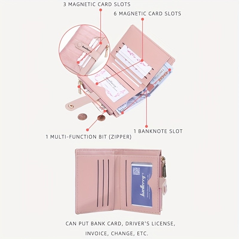 BAELLERRY Womens 2023 Short Wallet  Buckle Sanded Mini Purse with Coin Holder (Carteras)