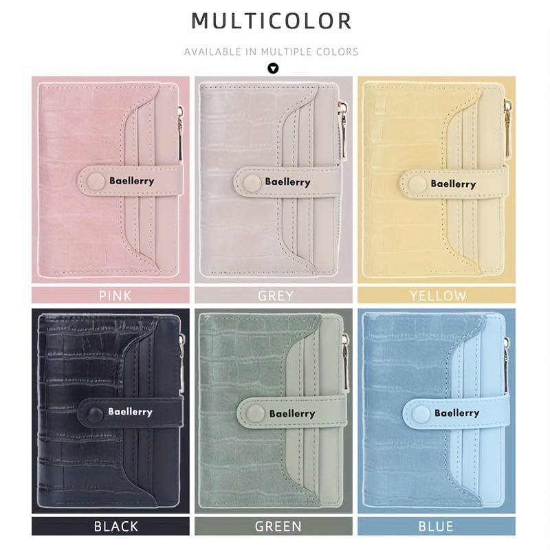 BAELLERRY Womens 2023 Short Wallet  Buckle Sanded Mini Purse with Coin Holder (Carteras)