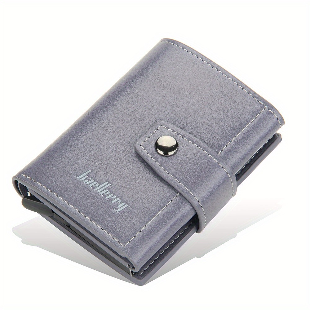 BAELLERRY 14-Card RFID Blocking Wallet Slim Anti-Theft PU Leather Card Holder with Metal Buckle