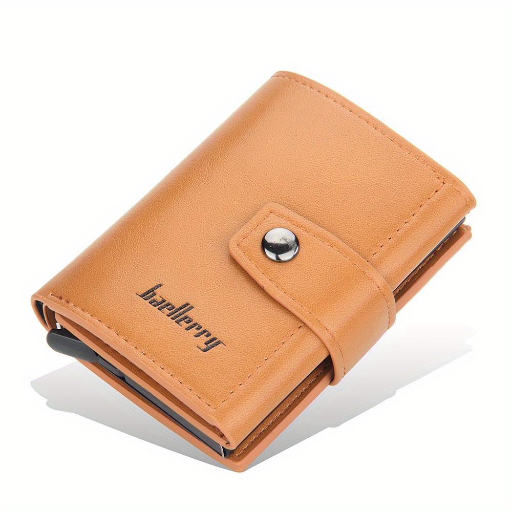 BAELLERRY 14-Card RFID Blocking Wallet Slim Anti-Theft PU Leather Card Holder with Metal Buckle