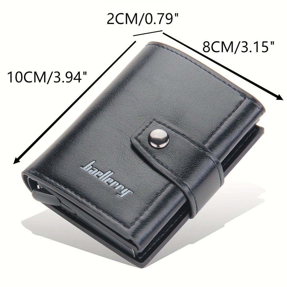 BAELLERRY 14-Card RFID Blocking Wallet Slim Anti-Theft PU Leather Card Holder with Metal Buckle