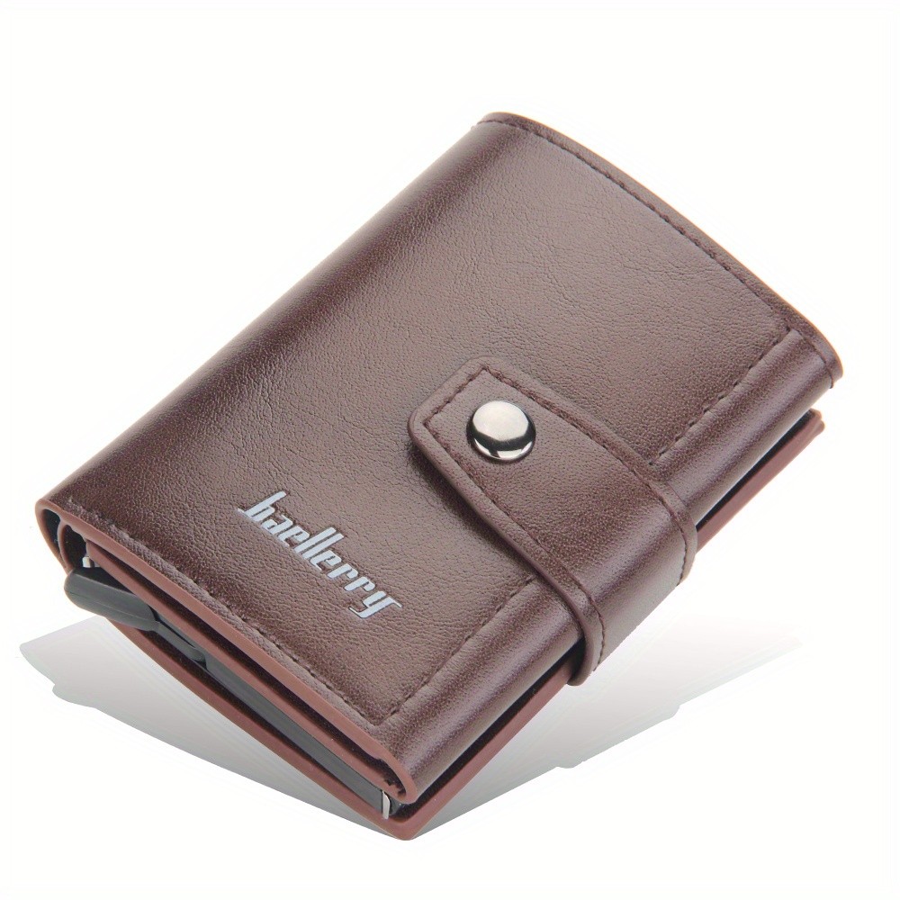 BAELLERRY 14-Card RFID Blocking Wallet Slim Anti-Theft PU Leather Card Holder with Metal Buckle