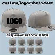 10pcs Customizable Flat Brim Baseball Caps Durable Polyester Snapbacks for Teams, Events & Branding