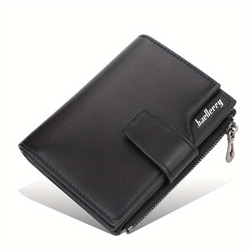 BAELLERRY Minimalist Solid-Color Short Wallet Unisex Casual Coin Purse & Multifunctional Credit Card Holder