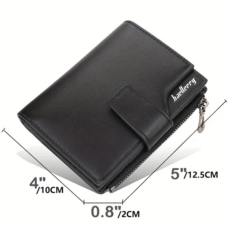 BAELLERRY Minimalist Solid-Color Short Wallet Unisex Casual Coin Purse & Multifunctional Credit Card Holder