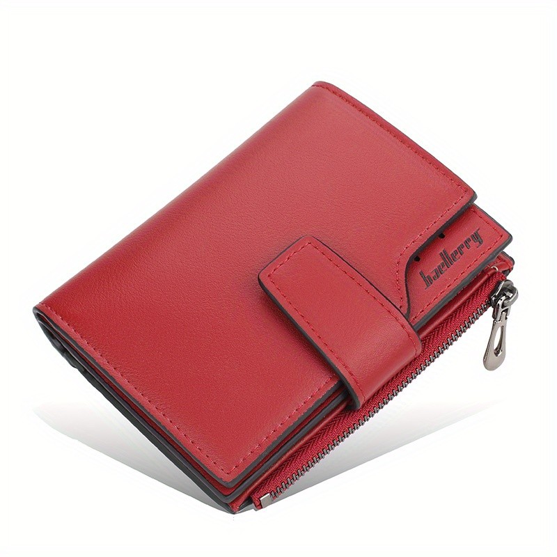 BAELLERRY Minimalist Solid-Color Short Wallet Unisex Casual Coin Purse & Multifunctional Credit Card Holder