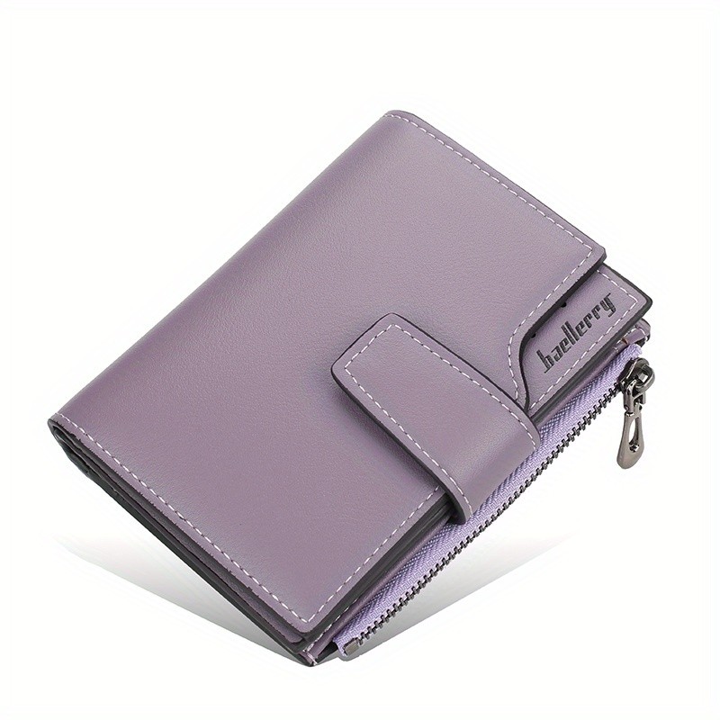 BAELLERRY Minimalist Solid-Color Short Wallet Unisex Casual Coin Purse & Multifunctional Credit Card Holder
