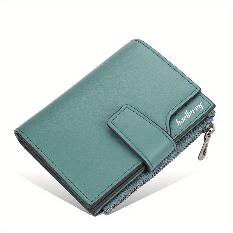 BAELLERRY Minimalist Solid-Color Short Wallet Unisex Casual Coin Purse & Multifunctional Credit Card Holder