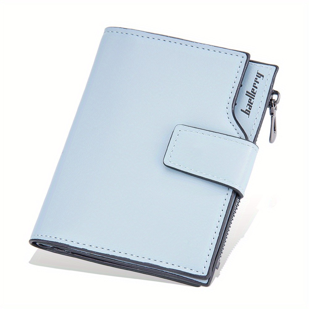 BAELLERRY Minimalist Solid-Color Short Wallet Unisex Casual Coin Purse & Multifunctional Credit Card Holder