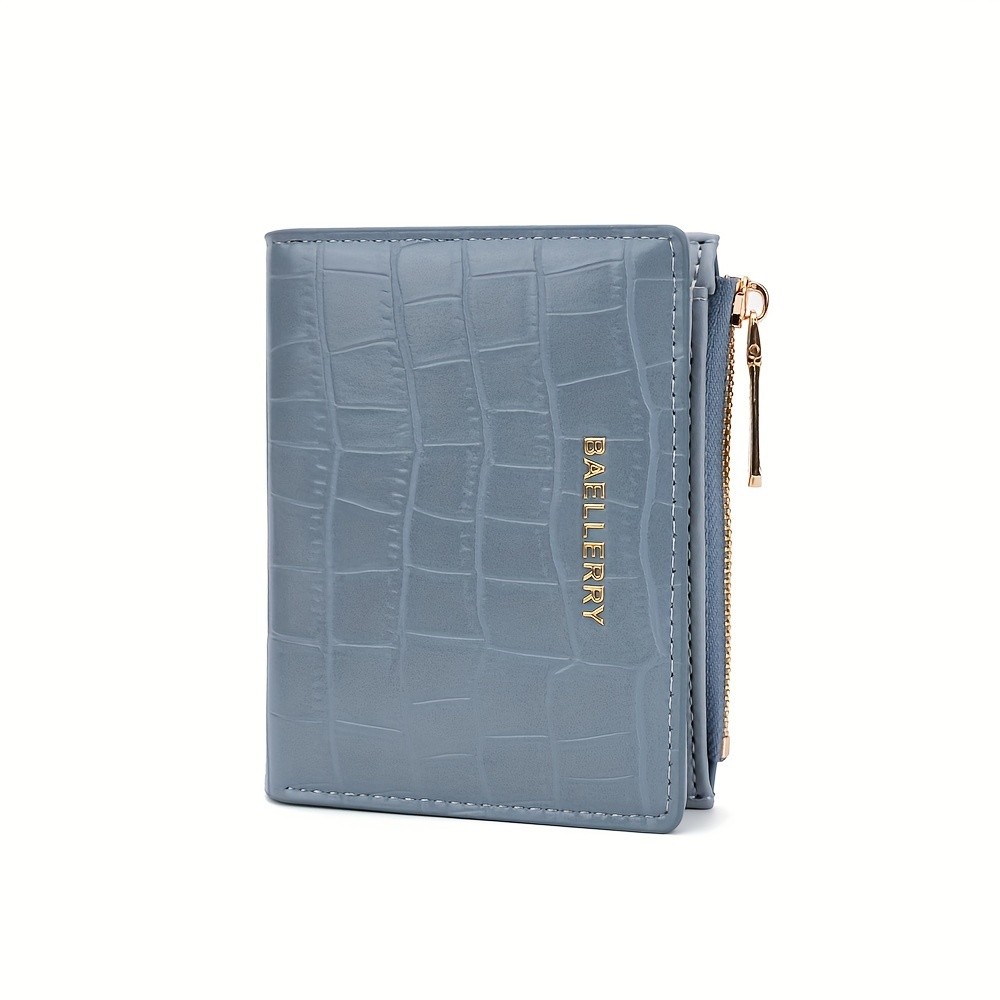 BAELLERRY Womens Compact Wallet  Short Embossed Stone-Pattern Wallet with Snap Closure, Zipper Coin Pocket & Credit Card Slots