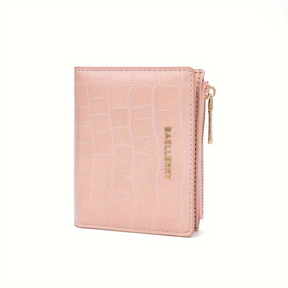 BAELLERRY Womens Compact Wallet  Short Embossed Stone-Pattern Wallet with Snap Closure, Zipper Coin Pocket & Credit Card Slots