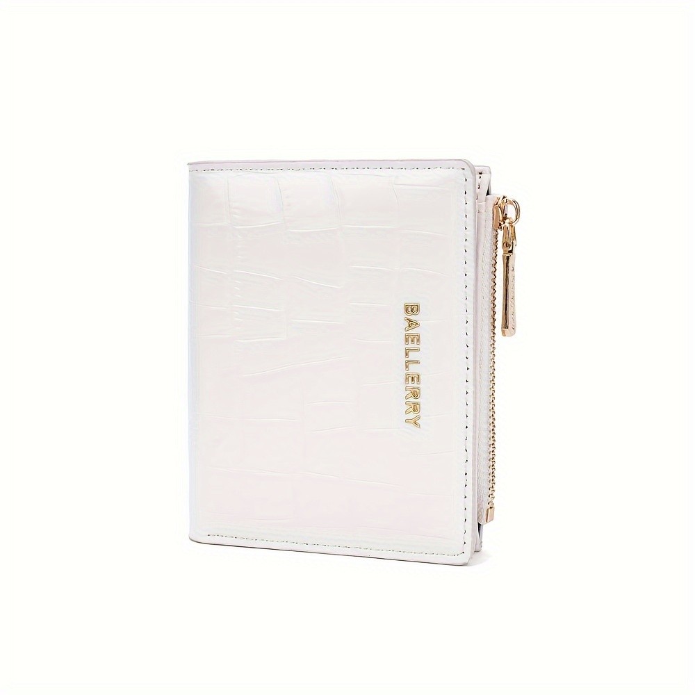 BAELLERRY Womens Compact Wallet  Short Embossed Stone-Pattern Wallet with Snap Closure, Zipper Coin Pocket & Credit Card Slots