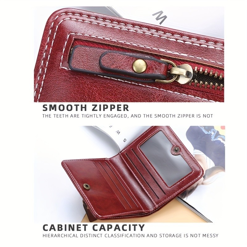BAELLERRY Womens Slim Wallet  IC Magnetic Closure, Double-Fold Billfold, Zipper Coin Pocket & Multi-Card Holder