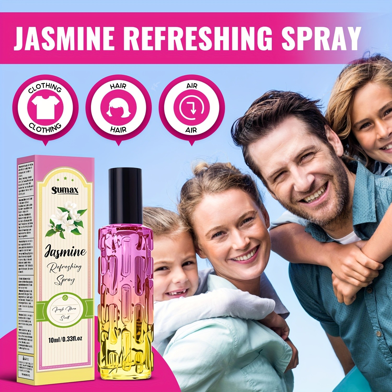 SUMAX Jasmine Flower Refreshing Deodorizing Spray  Gentle, Fragrant & Perfect for Summer Confidence