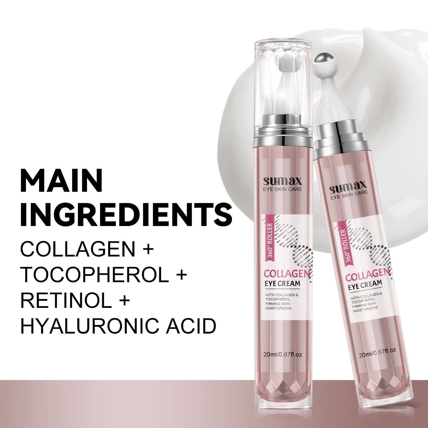 SUMAX Collagen Eye Cream  Retinol + Collagen Firming Treatment with 360 Massage Applicator