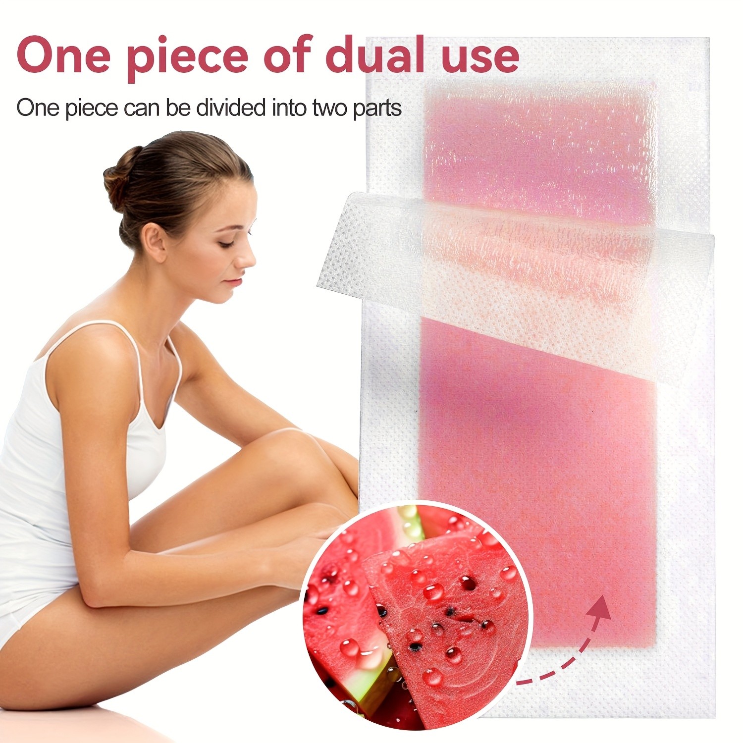 SUMAX Whole Body Wax Strips Kit 40 Watermelon-Infused Double-Sided Strips + 4 Calming Oil Wipes