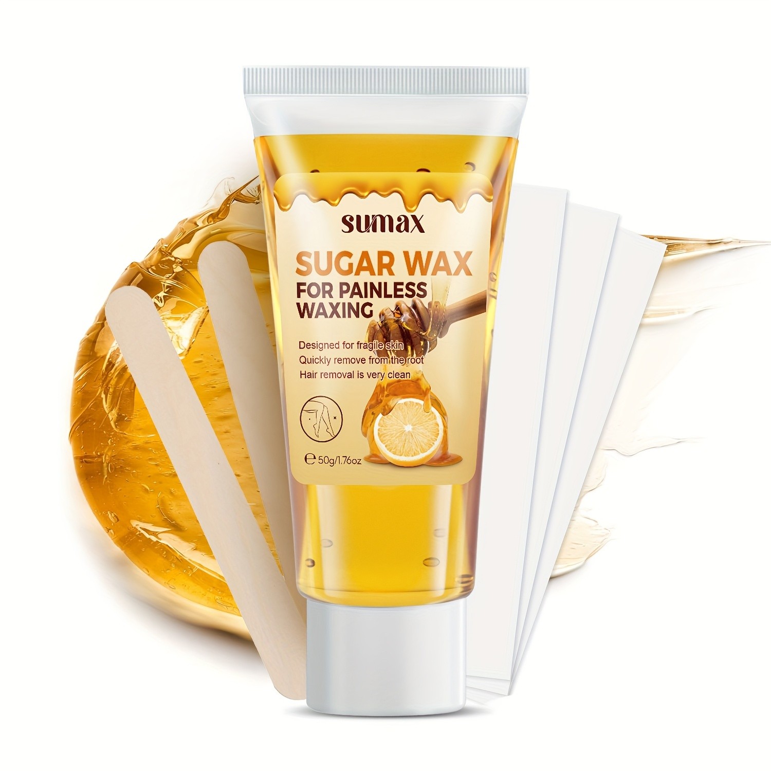 SUMAX Lemon & Honey Hair Removal Wax  Gentle 50g Formula with Plant-Based Squalane for Face & Body