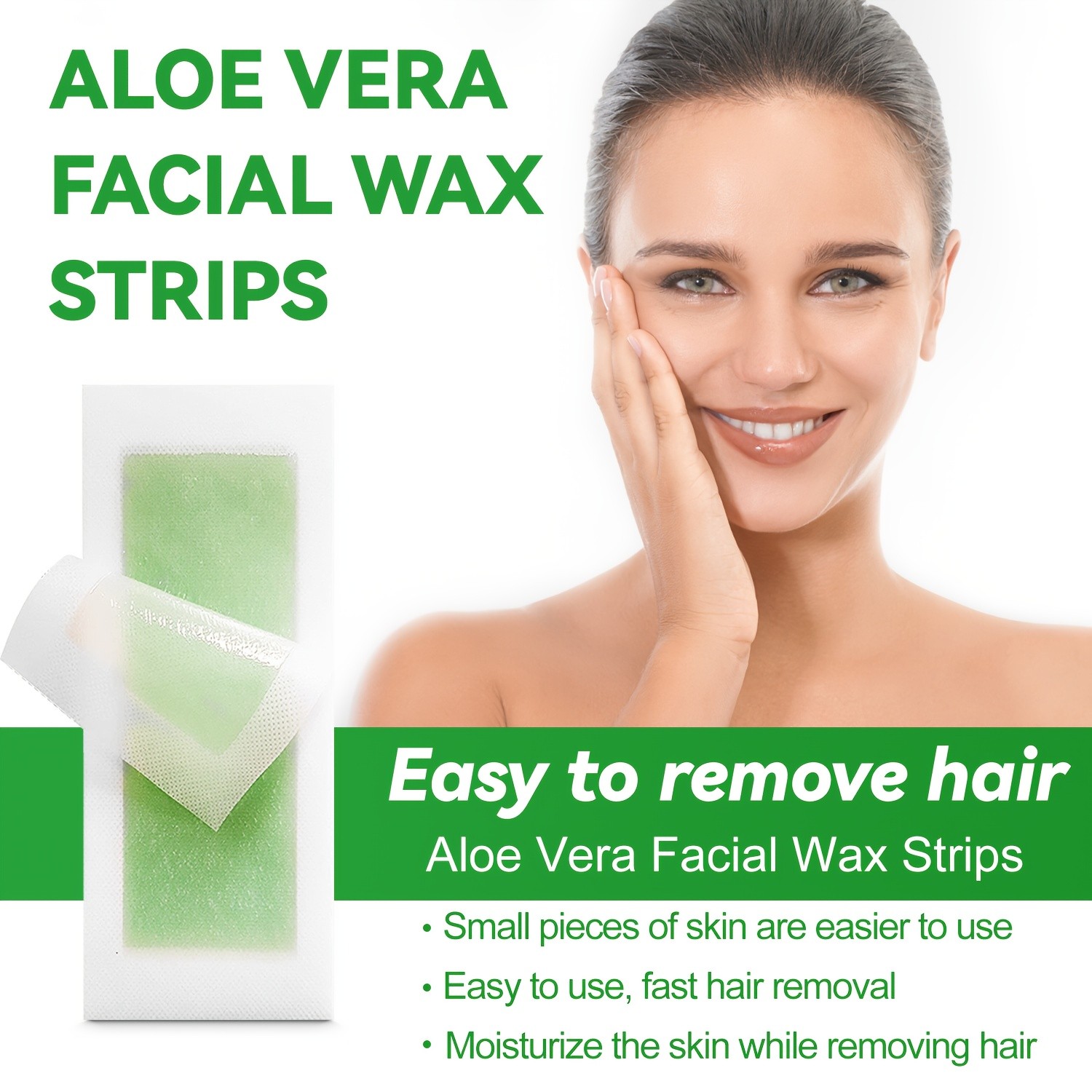 SUMAX 72pcs Aloe Vera Facial Wax Strips Quick, Moisturizing & Easy Hair Removal for Face & Body