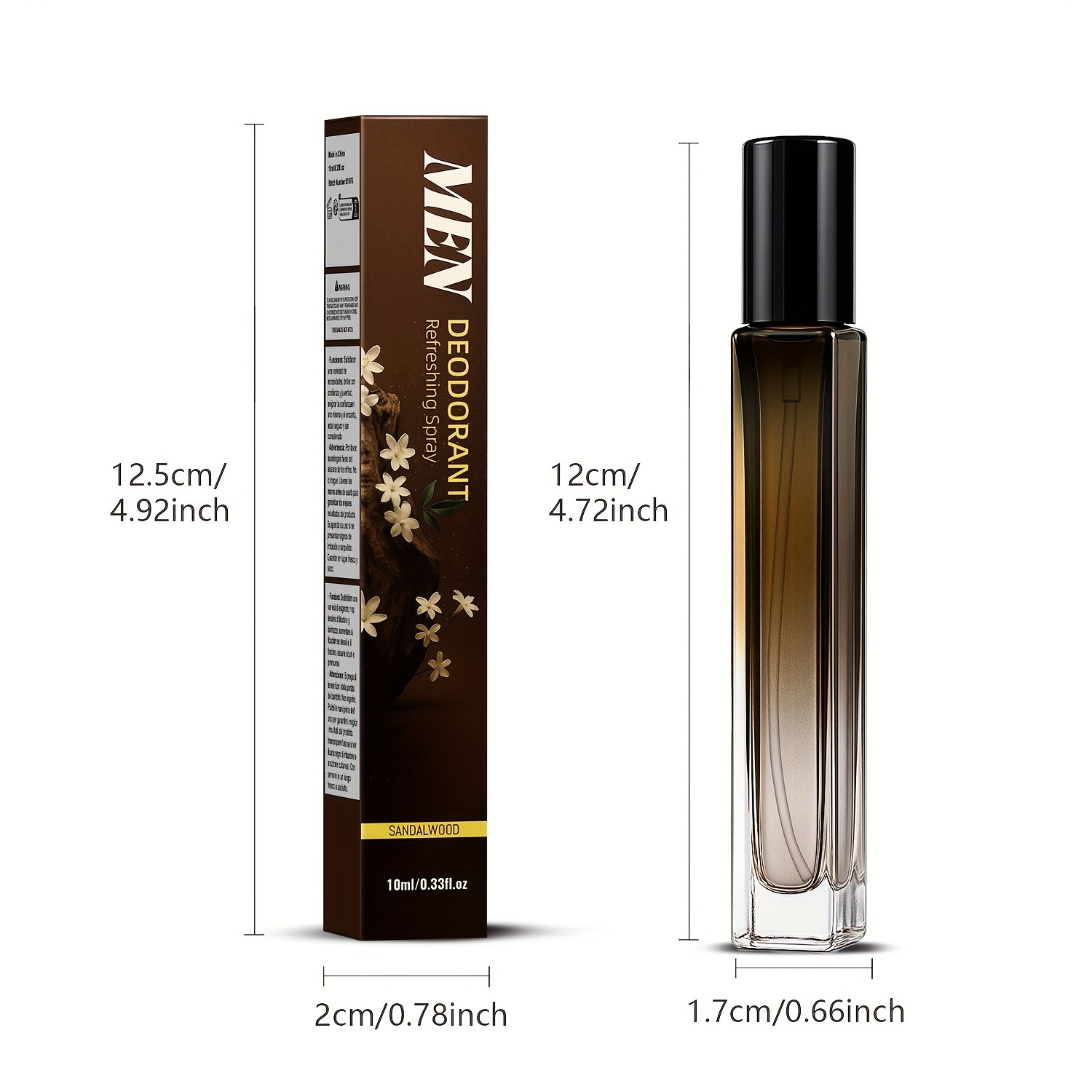 SUMAX Mens Classic Sandalwood Deodorant Spray  Alcohol-Free, 48-Hour Freshness in a Portable 10ml Bottle