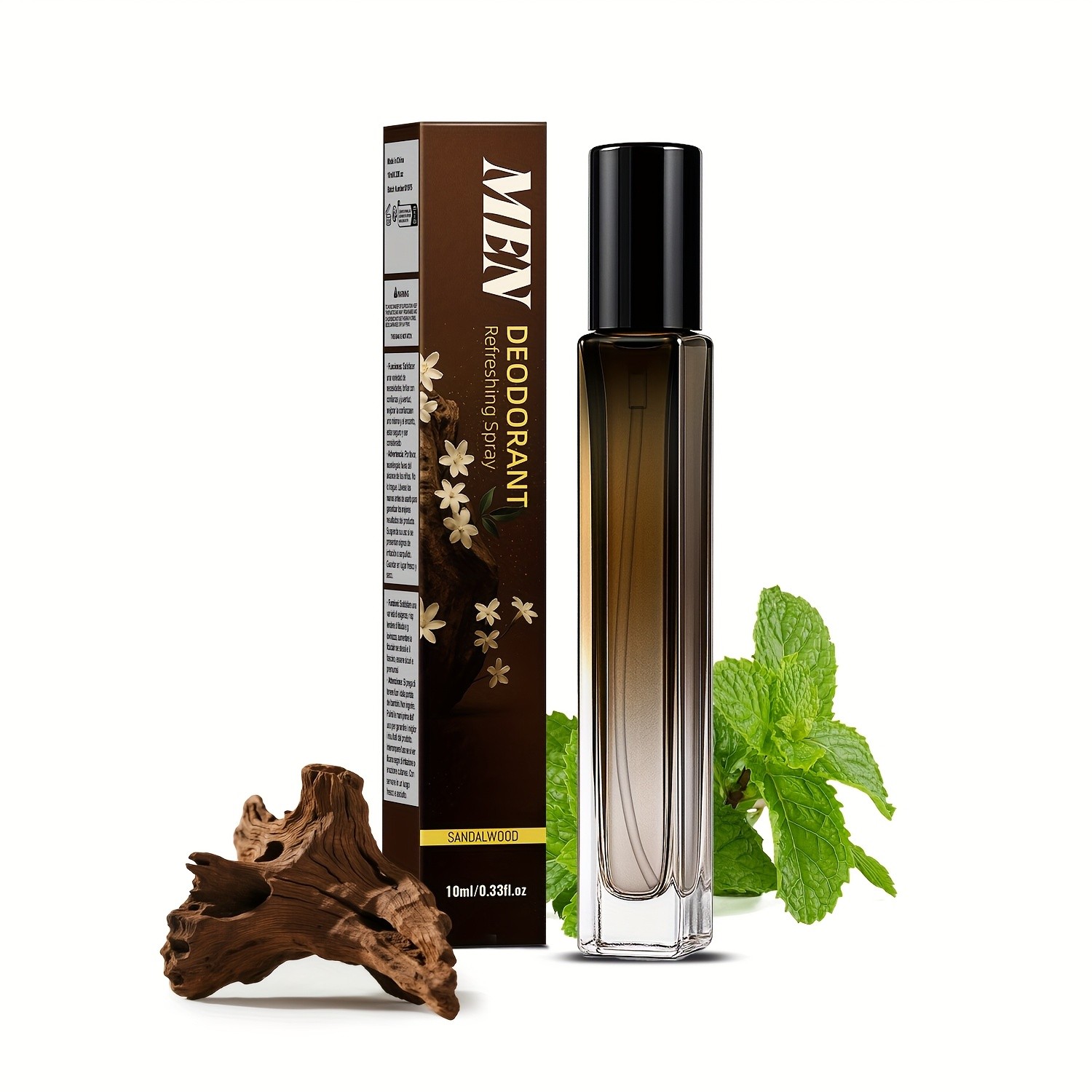 SUMAX Mens Classic Sandalwood Deodorant Spray  Alcohol-Free, 48-Hour Freshness in a Portable 10ml Bottle