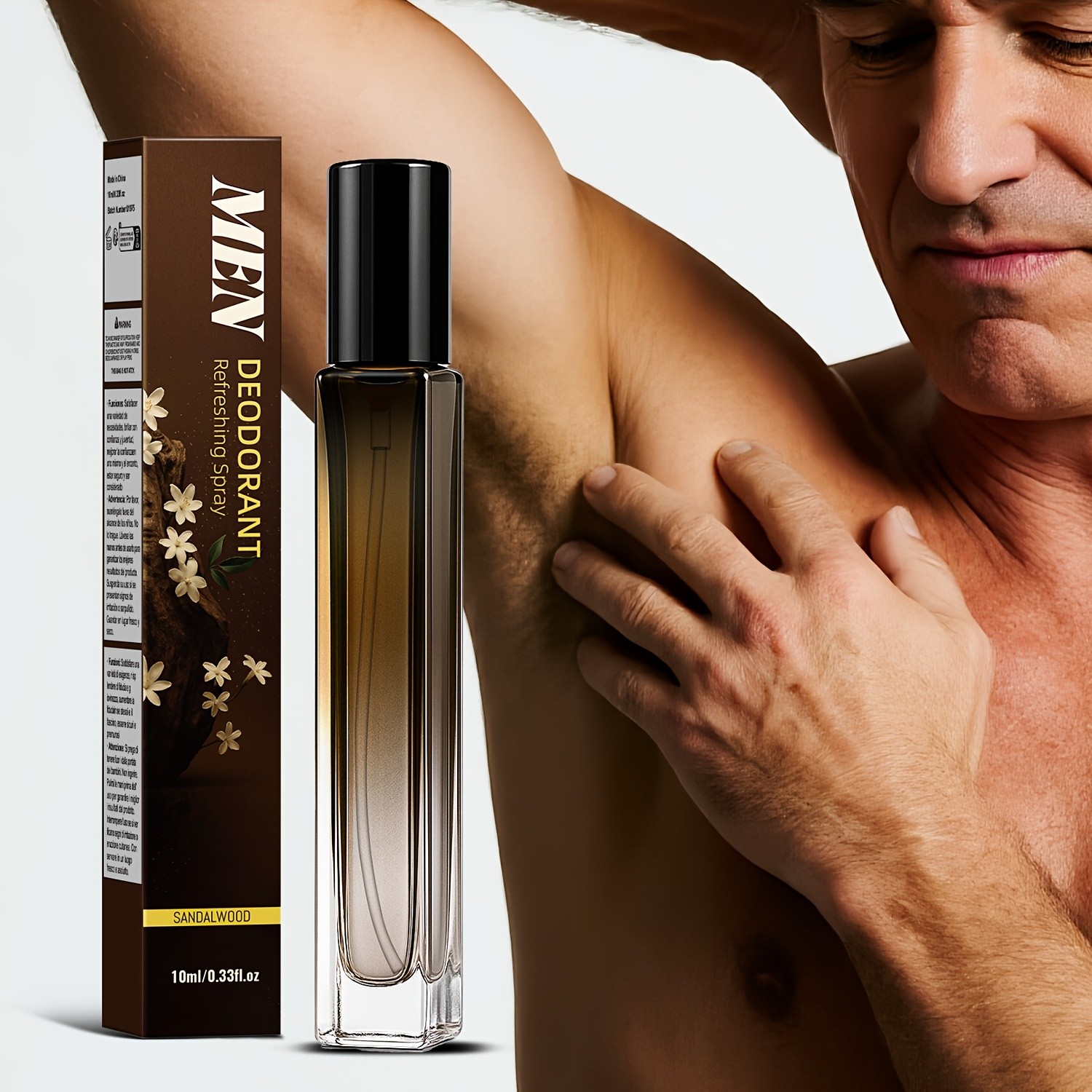 SUMAX Mens Classic Sandalwood Deodorant Spray  Alcohol-Free, 48-Hour Freshness in a Portable 10ml Bottle