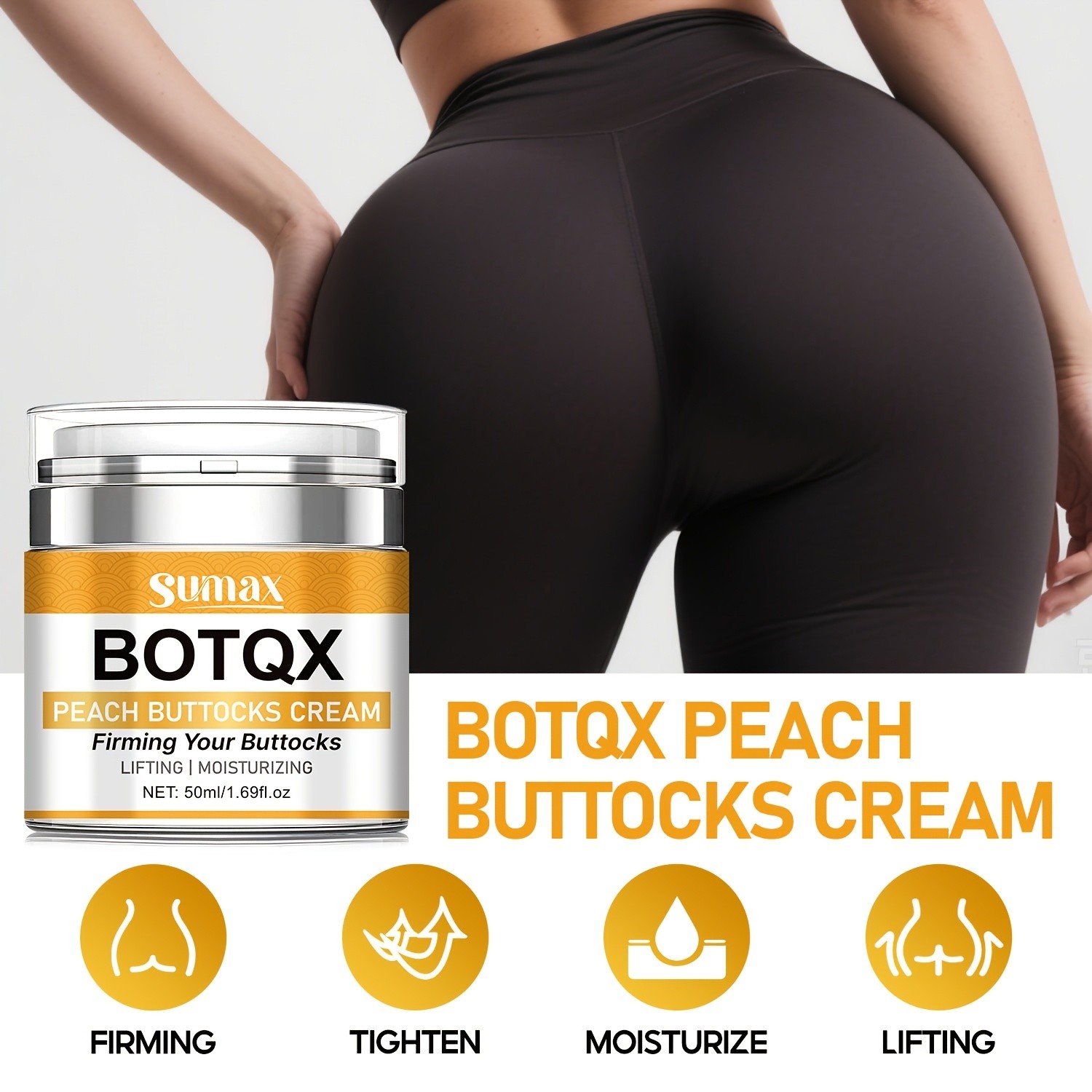 SUMAX Peach Butt Lift & Firming Cream  Hyaluronic Acid, Vitamin C & Collagen Formula (50ml / 1.69 fl.oz)