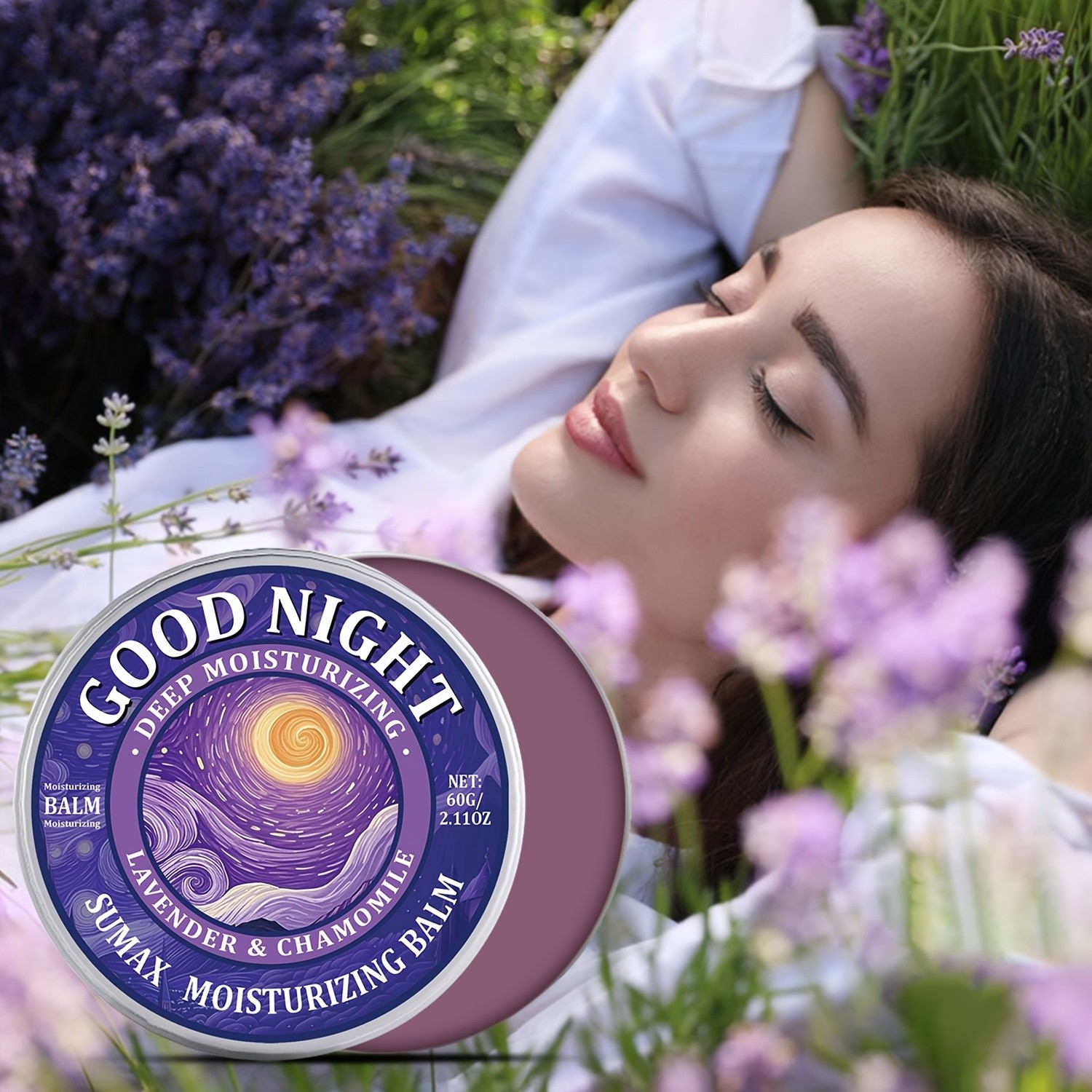 SUMAX Good Night Balm 60g Lavender, Chamomile, Coconut & Jojoba Oil Moisturizing Night Balm (Alcohol-Free)