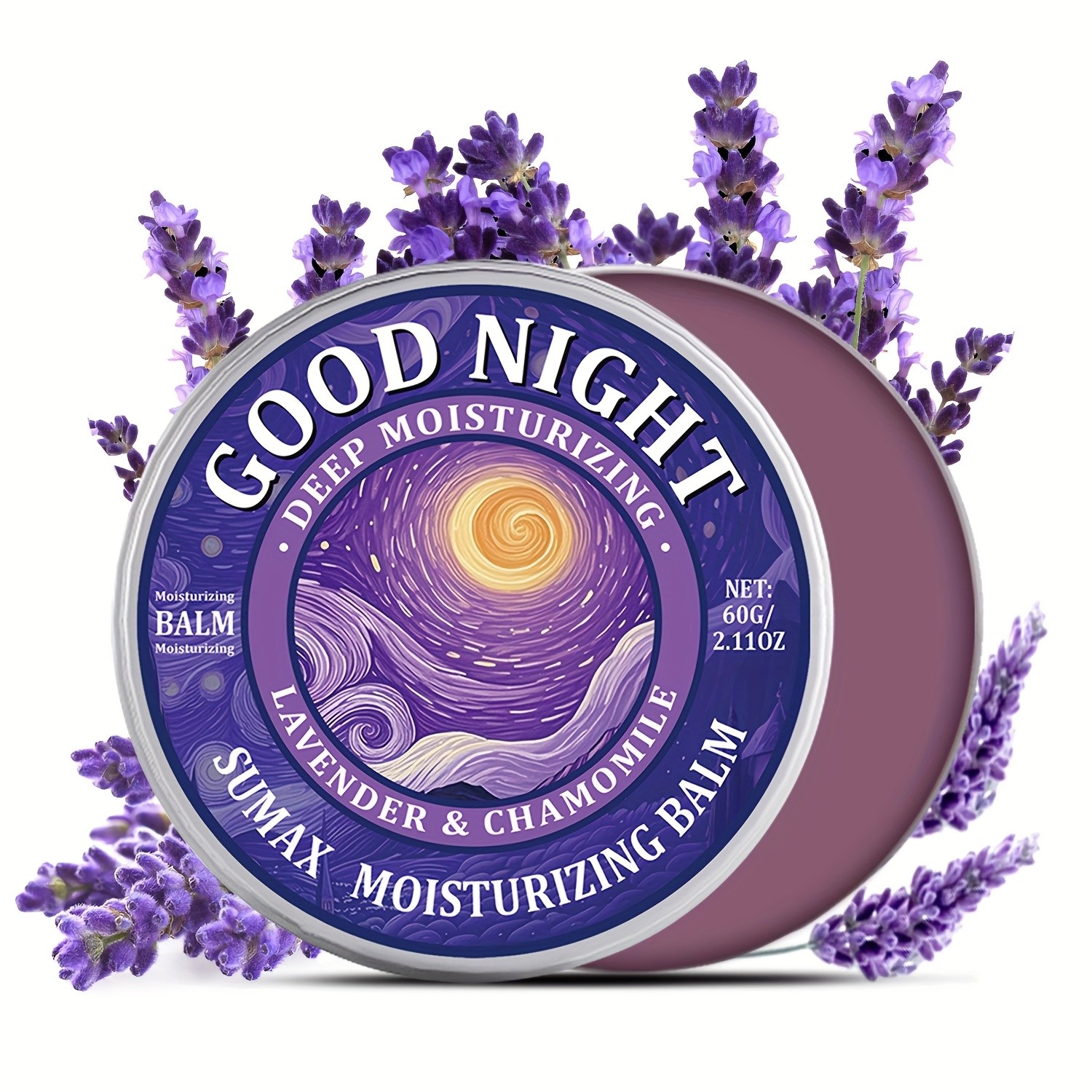 SUMAX Good Night Balm 60g Lavender, Chamomile, Coconut & Jojoba Oil Moisturizing Night Balm (Alcohol-Free)