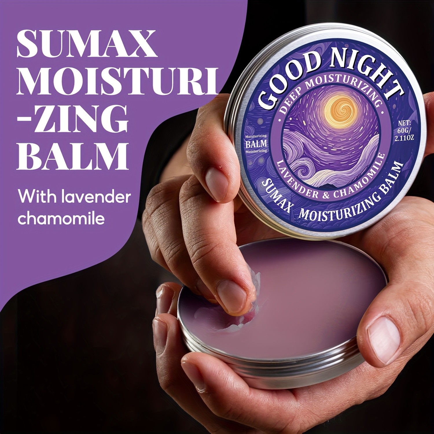 SUMAX Good Night Balm 60g Lavender, Chamomile, Coconut & Jojoba Oil Moisturizing Night Balm (Alcohol-Free)
