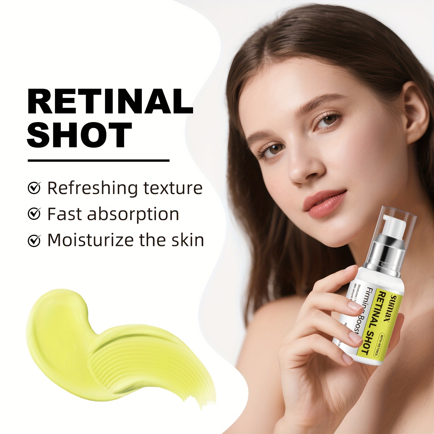 SUMAX Retinol Eye Cream 50ml White Press Bottle, Hydrating & Moisturizing Eye & Face Serum for All Skin Types