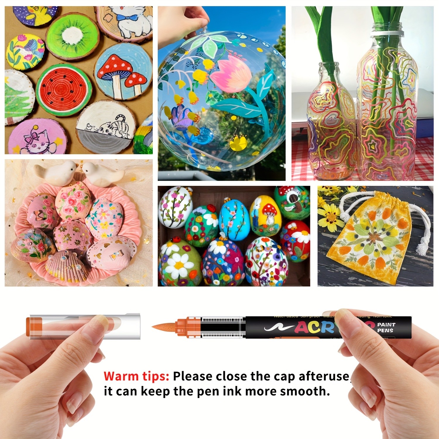 FLYSEA Acrylic Paint Marker Set 12 / 24 / 36 Vibrant Non-Toxic Stackable Markers for Multi-Surface Art