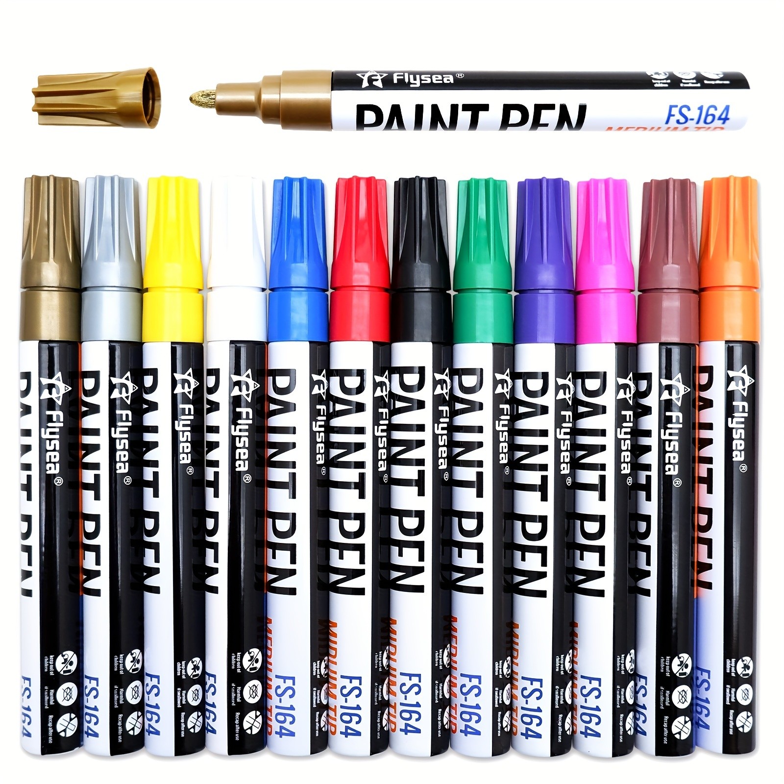 FLYSEA Paint Marker Pens Permanent, Quick-Dry Multi-Surface Painting Set for Rocks, Wood, Fabric, Plastic, Canvas, Glass & DIY Crafts