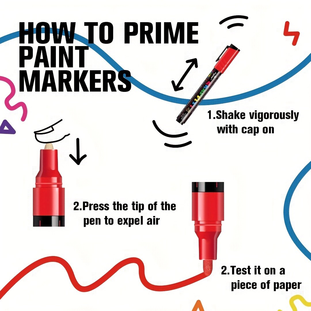 FLYSEA 12pcs Large Capacity Acrylic Paint Markers  Stackable Colors, 23mm Medium Point, Water-Based for Rocks, Canvas & Glass