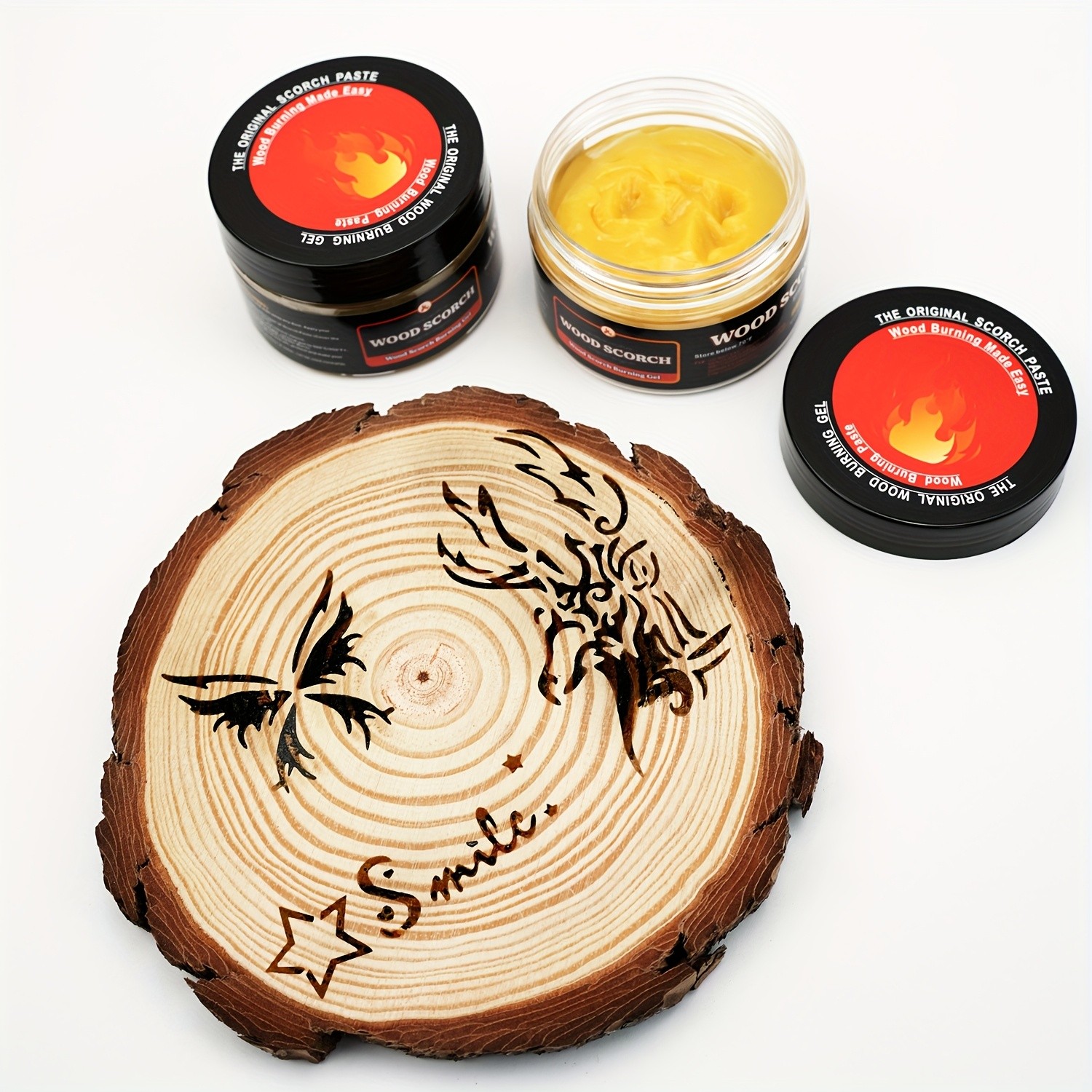 FLYSEA Scorch Burning Gel 4oz (120ml) Easy DIY Craft Gel for Wood Branding, Stenciling & Detailed Art Patterns