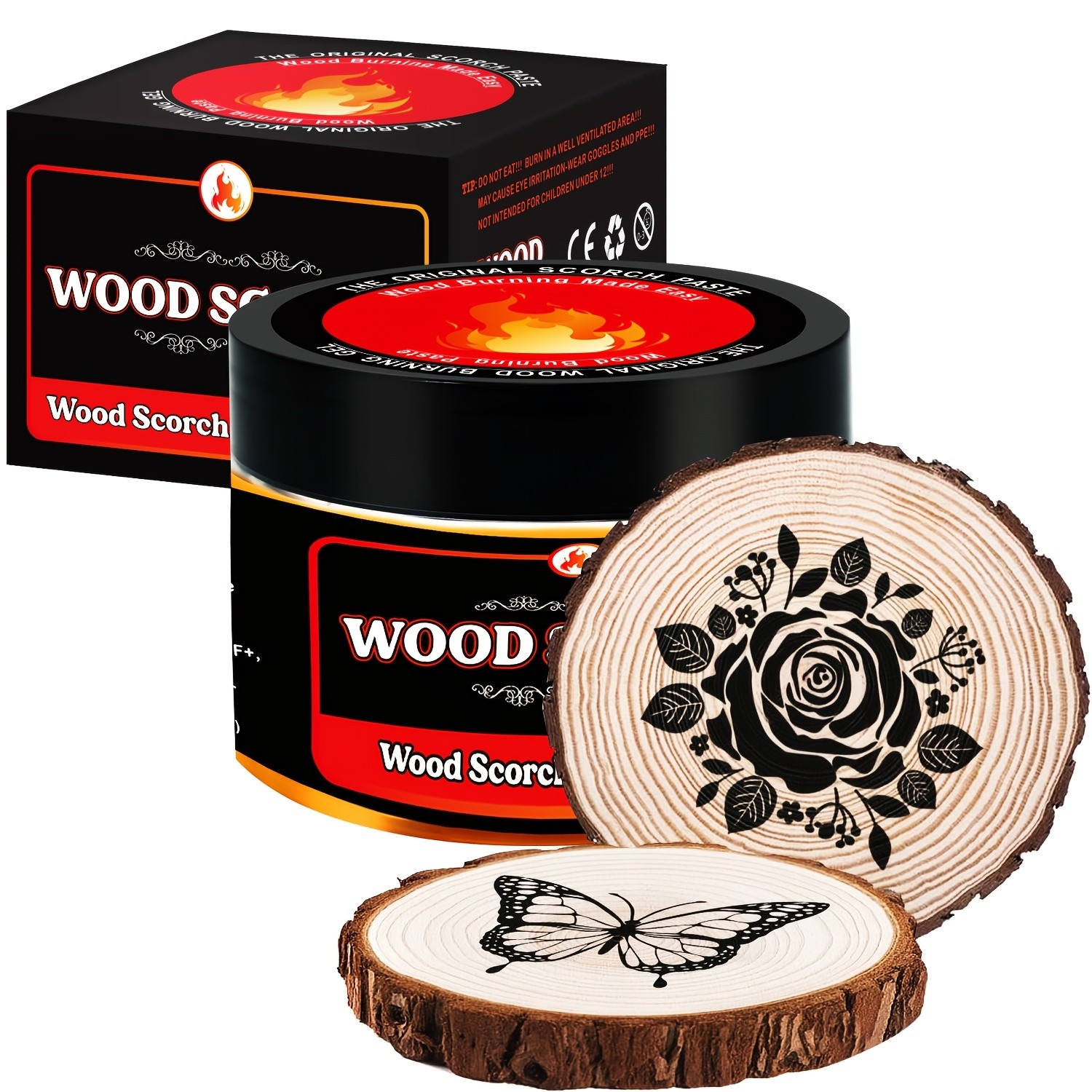 FLYSEA Scorch Burning Gel 4oz (120ml) Easy DIY Craft Gel for Wood Branding, Stenciling & Detailed Art Patterns